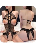 夜のお悩み 5.00エロランジェリー 黒タイプ セクシー 胸の露出 シースルー 変態プレー 刺激体験アップ 穴開きデザイン セックスは最高【おとなの安心通販】