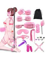 smグッズ 拘束具 束縛具 足枷 手枷 アナルプラグ アイマスク 首輪 口枷 むち 乳首クリップ 縄 十字型枷 SM プレイ 12点セット 54【おとなの安心通販】