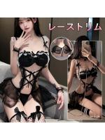 萌え系 小悪魔 スウィートメイド 可愛いデザインランジェリー お得な4点セット コスプレ SM 萌え 定番 ショート丈【おとなの安心通販】