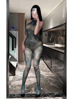 過激 全身網タイツ ボディストッキング 【深緑/スネーク柄】 蛇 絡みつく 穴あき オープンクロッチ 透け感 妖艶 セクシー ランジェリー コスプレ フリーサイズ F847【おとなの安心通販】